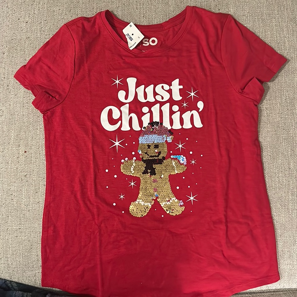 “Just Chillin’” Gingerbread Flip Sequin Shirt